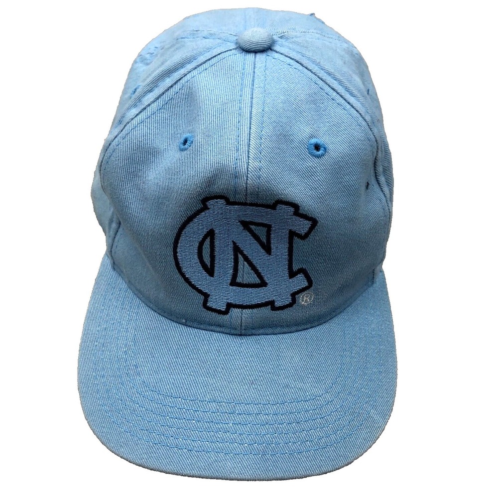 Vintage North Carolina Tar Heels Hat Cap Strap Back Blue UNC Plain Logo Y2K 00s
